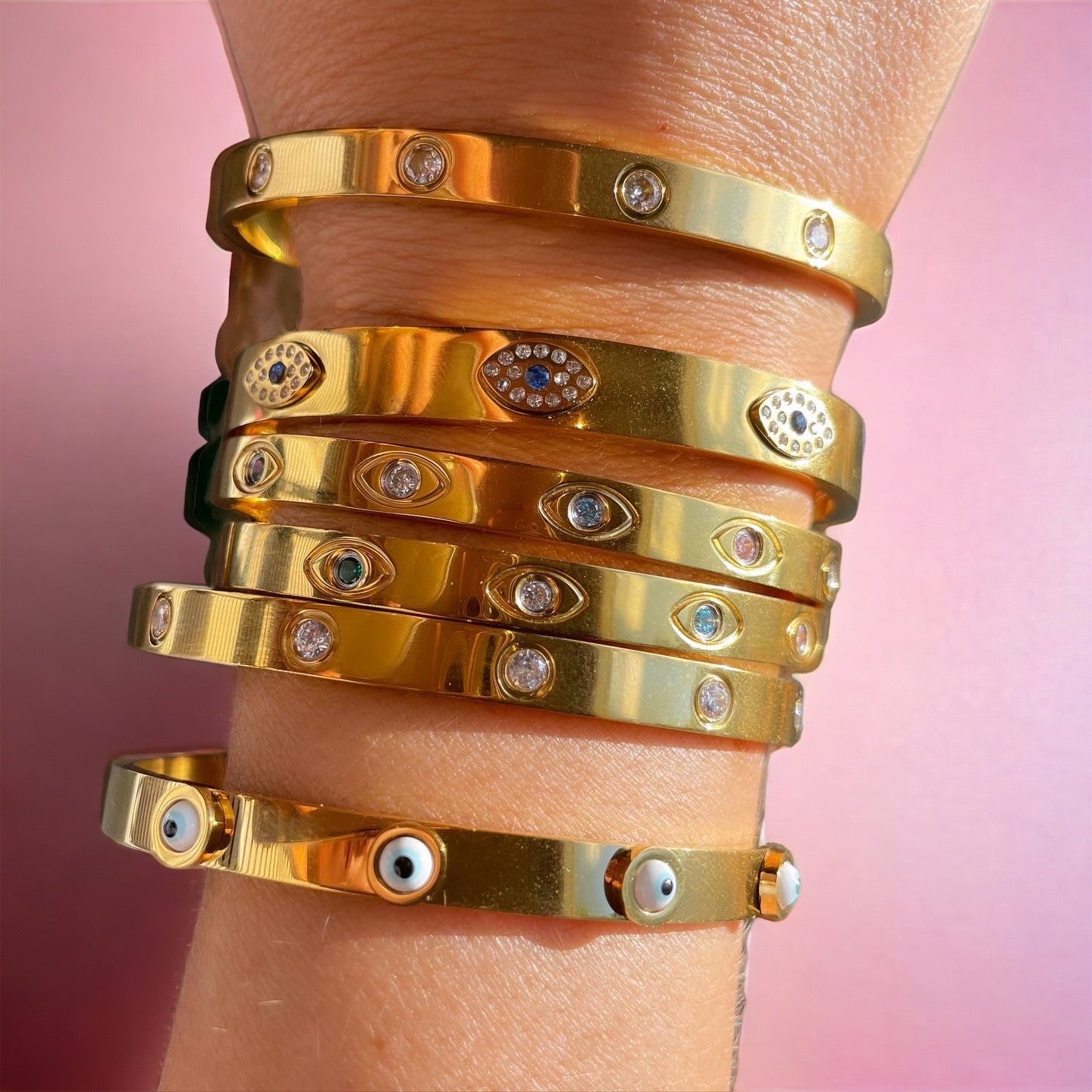 PRISMATIC || Rainbow Gems Evil Eye Bangle