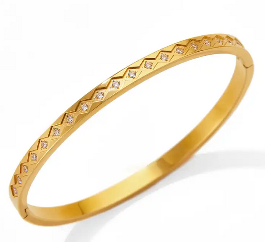 DIAMOND || Diamond etched cubic zirconia Bangle