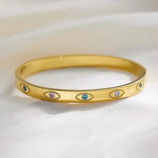PRISMATIC || Rainbow Gems Evil Eye Bangle
