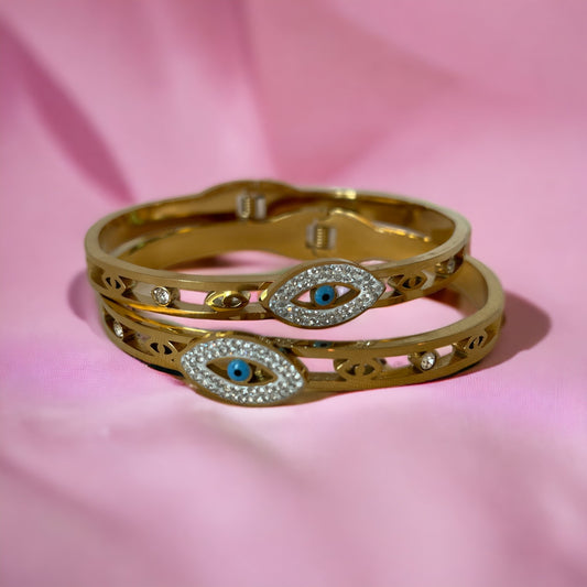 AZURE || Baby Blue Diamond Evil Eye Bangle