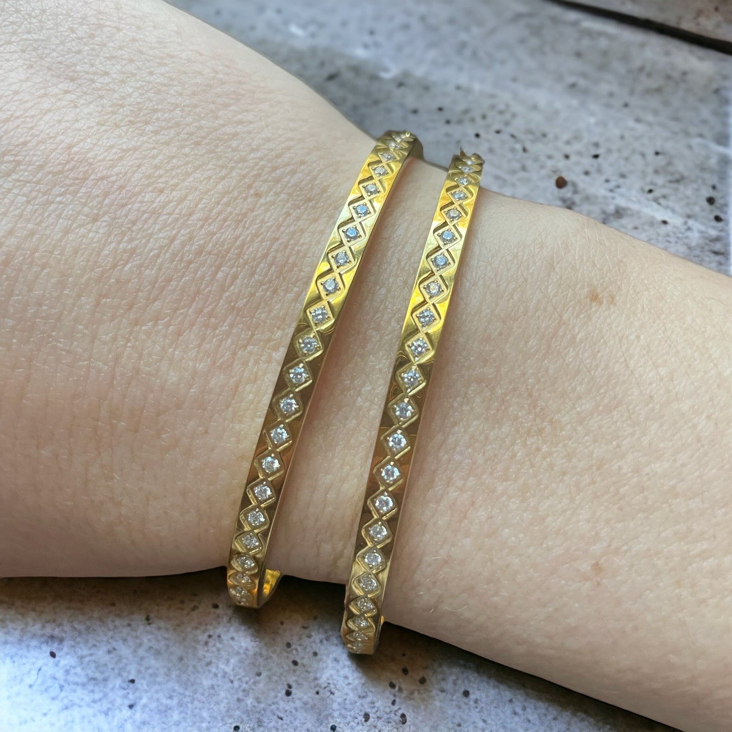 DIAMOND || Diamond etched cubic zirconia Bangle