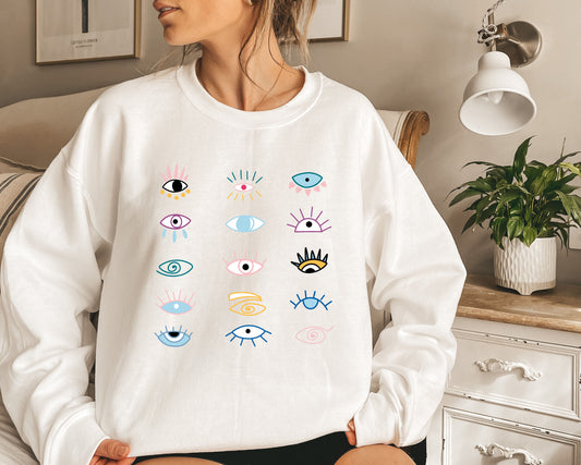 Evil Eye Multicolor Crewneck Sweatshirt