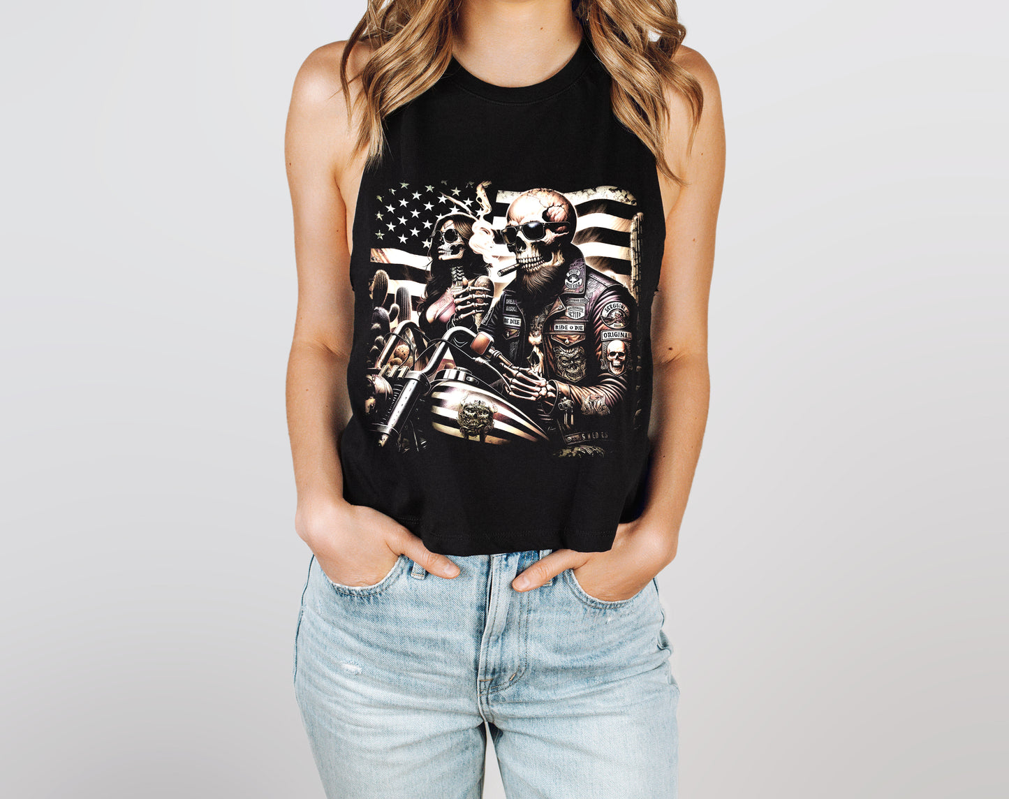Biker Babe Motorcycle Shirt American Flag