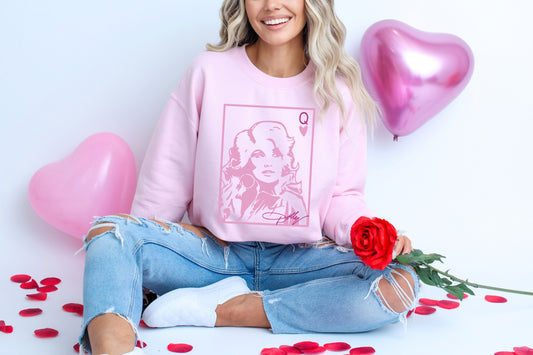 Valentine's Day Sweatshirt /  Queen Dolly Parton / Queen Of Hearts Card design sweatshirt crewneck
