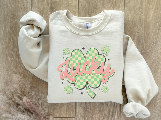 St. Patrick's Day Sweatshirt /  Lucky sweatshirt / shamrock design sweatshirt crewneck