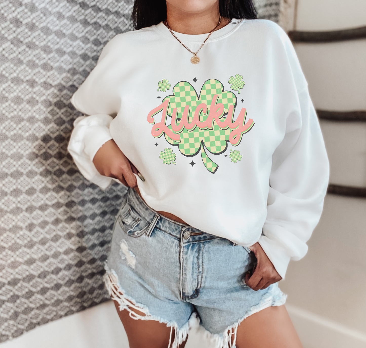 St. Patrick's Day Sweatshirt /  Lucky sweatshirt / shamrock design sweatshirt crewneck