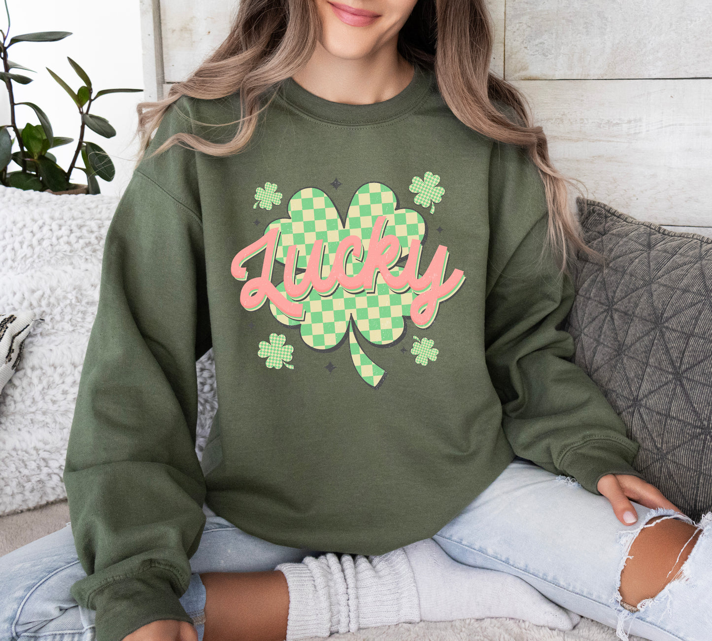 St. Patrick's Day Sweatshirt /  Lucky sweatshirt / shamrock design sweatshirt crewneck