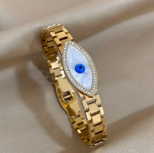 GAMILA || Mother of Pearl Evil eye watch band bangle