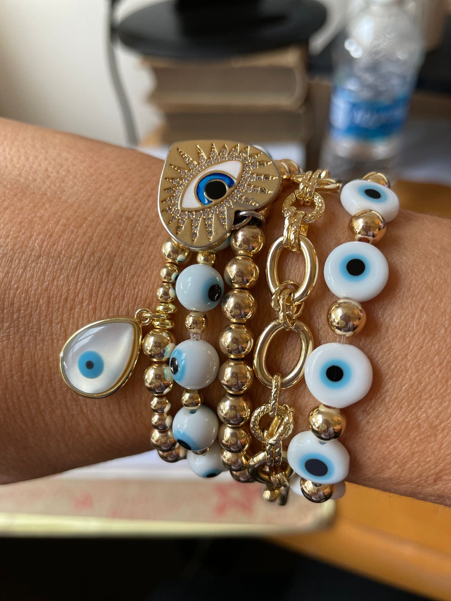 Evil Eye Heart Charm Bracelet