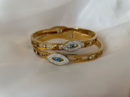 AZURE || Baby Blue Diamond Evil Eye Bangle