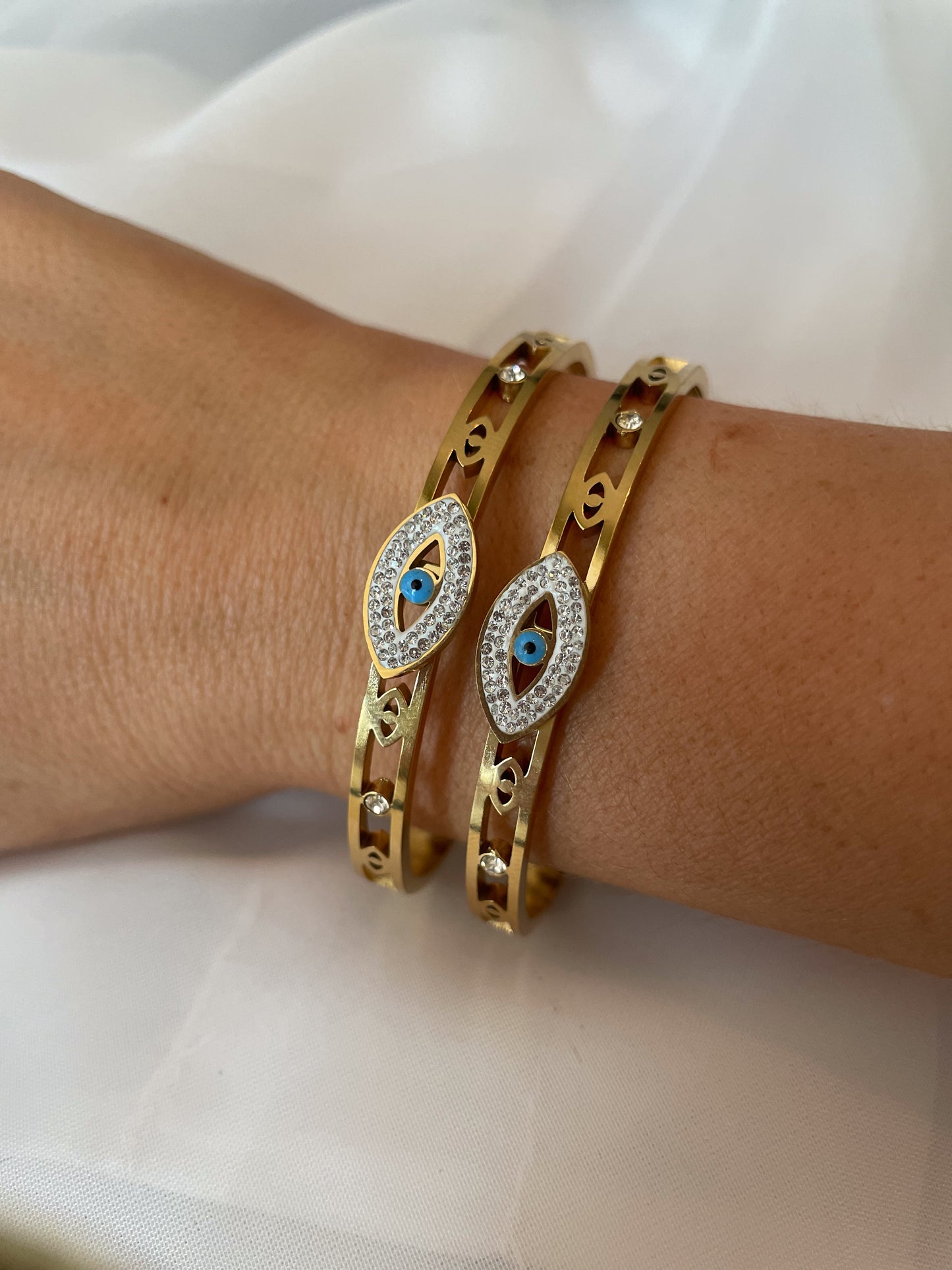 AZURE || Baby Blue Diamond Evil Eye Bangle