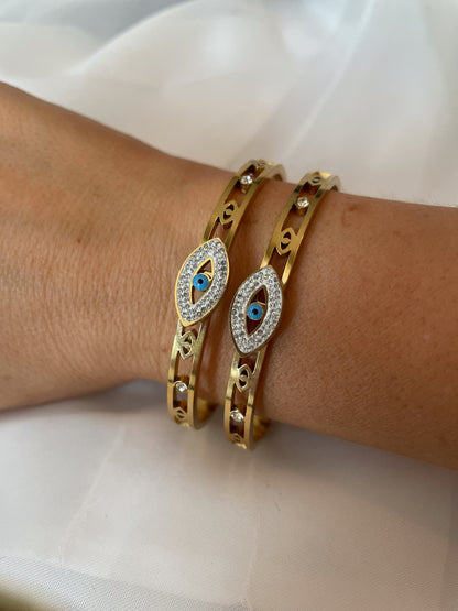 AZURE || Baby Blue Diamond Evil Eye Bangle