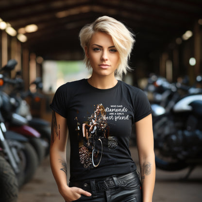 Biker Babe Motorcycle Shirt Diamonds