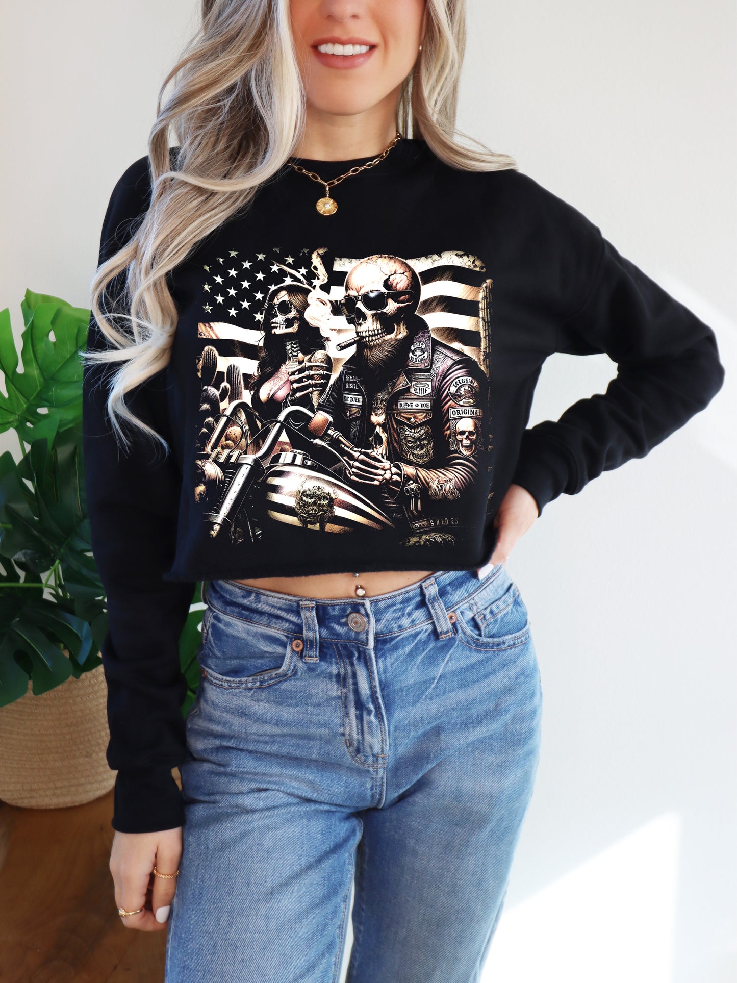 Biker Babe Motorcycle Shirt American Flag