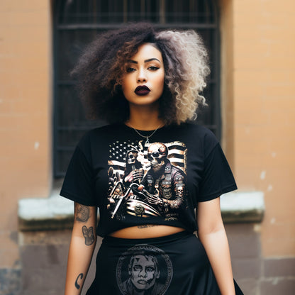 Biker Babe Motorcycle Shirt American Flag