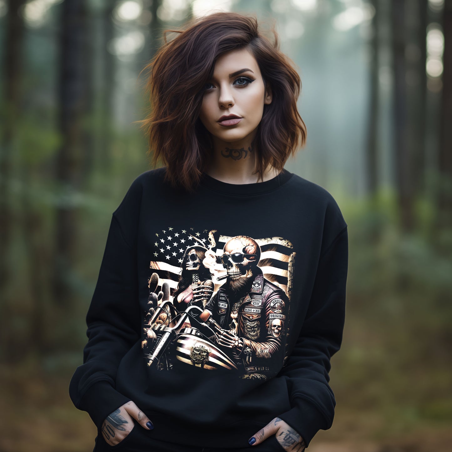 Biker Babe Motorcycle Shirt American Flag
