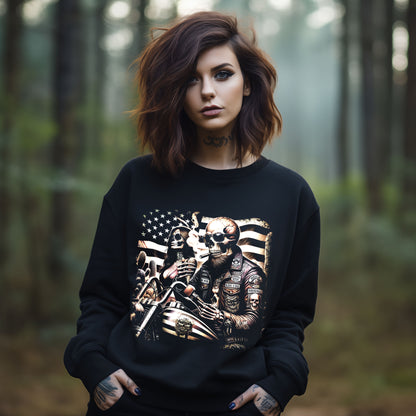 Biker Babe Motorcycle Shirt American Flag