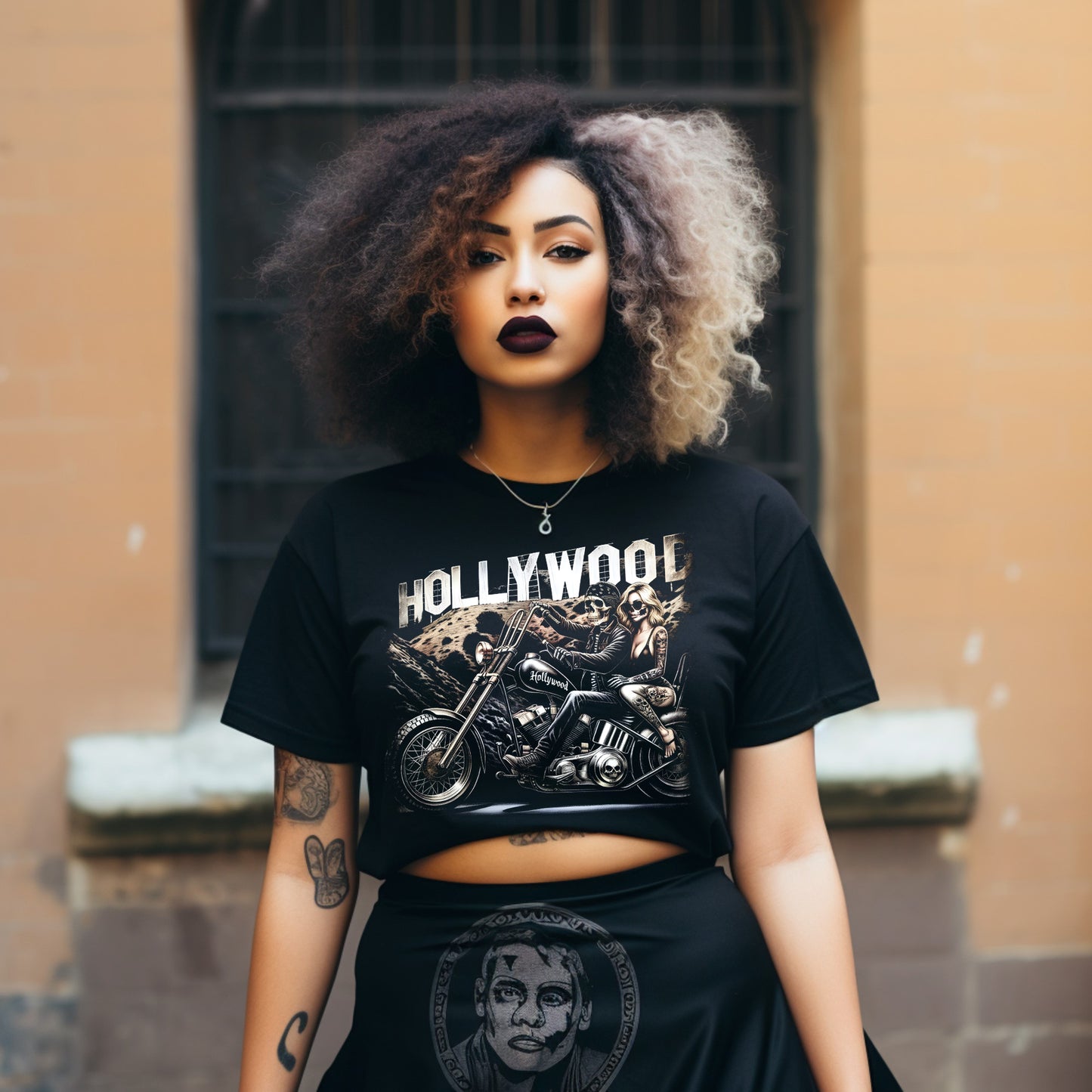 Biker Babe Motorcycle Shirt Hollywood Sign