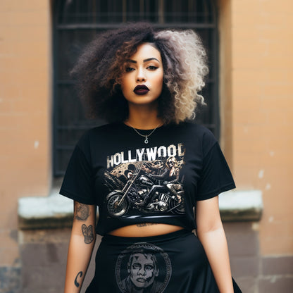 Biker Babe Motorcycle Shirt Hollywood Sign