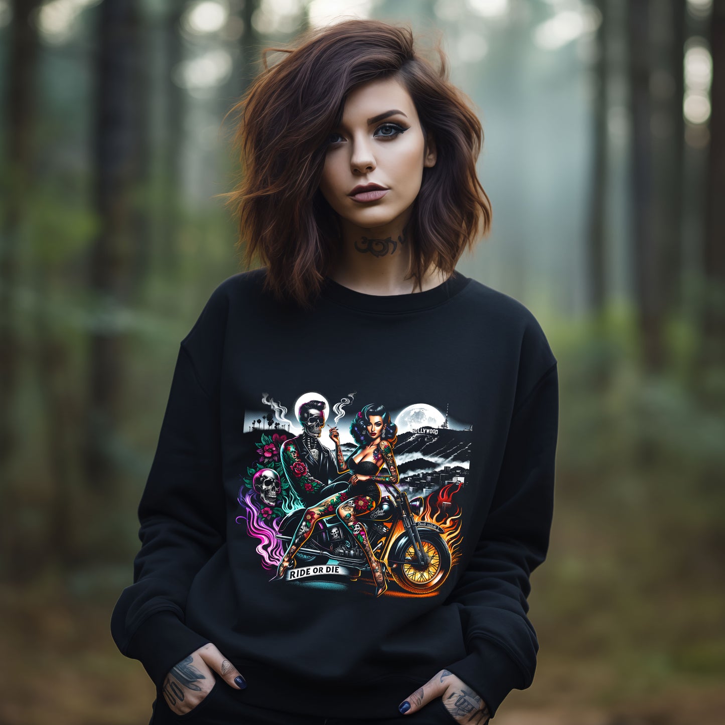 Biker Babe Motorcycle Shirt Tattooed Girl