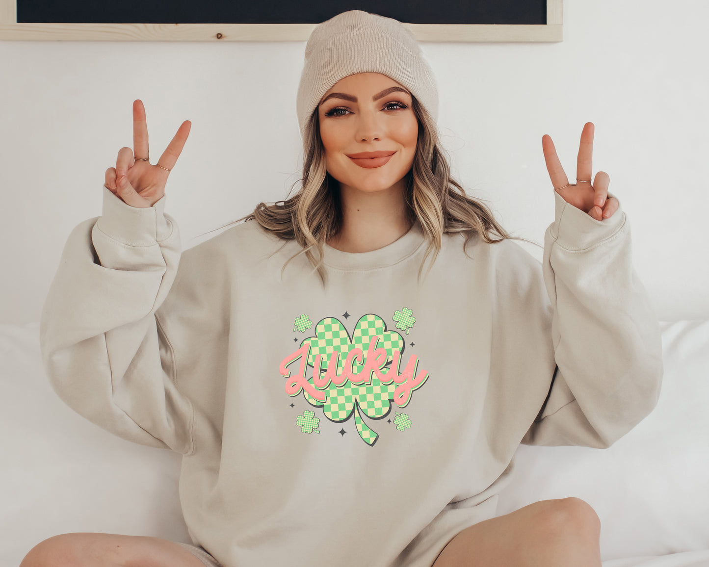 St. Patrick's Day Sweatshirt /  Lucky sweatshirt / shamrock design sweatshirt crewneck